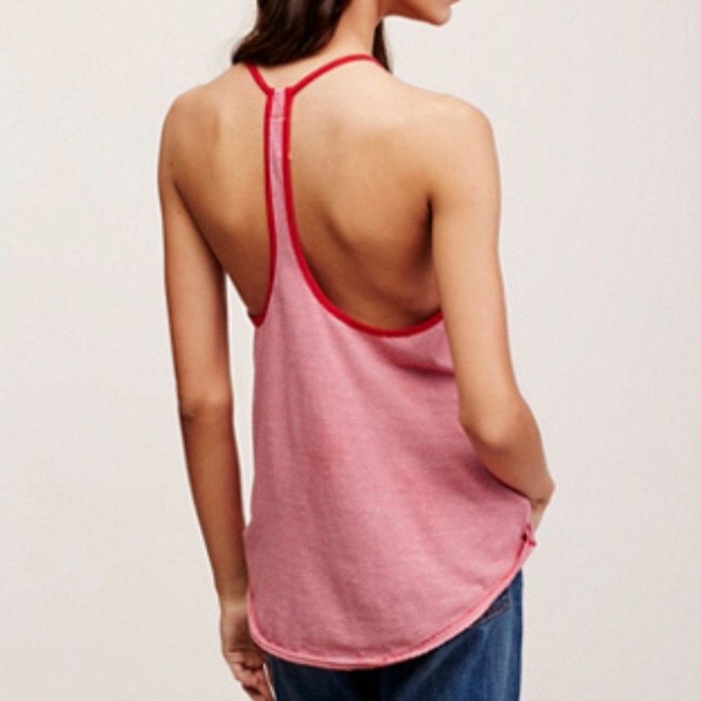 NWOT Free People/We the Free Striped Eve Tank red‎ and white st…